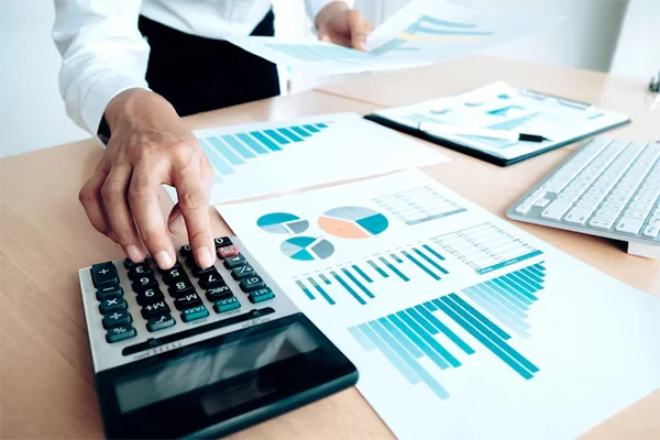 Professional accounting services team working on business documents
